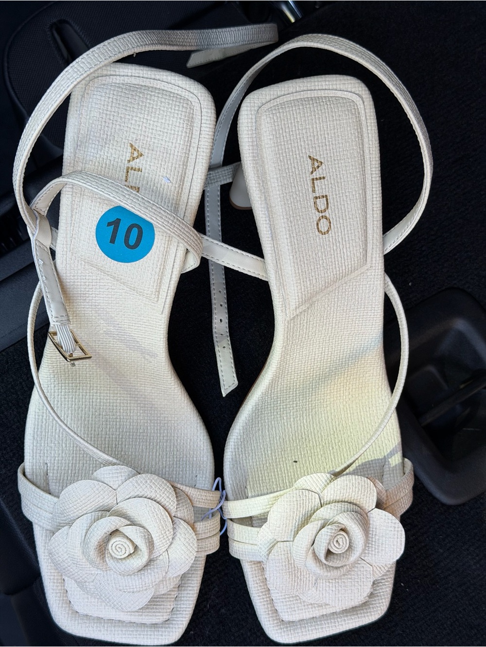 ALDO White Floral Strap Heeled Sandals